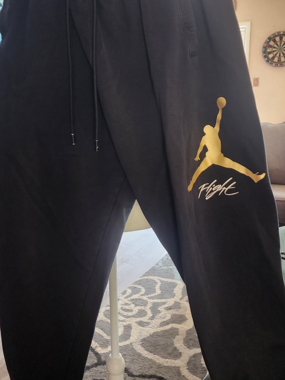 Jordan Men's  Black Joggers with Gold Jumpman and Flight Script Sz XL